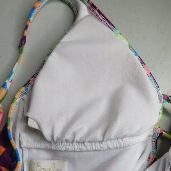 2 Bamboo One Piece Swimsuit Ladies 10 Bright Adjustible Straps Soft Cup Plunge - Picture 9 of 12